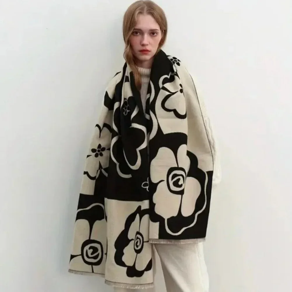 NEW! ELEGANT Camellia FLOWER WRAP SHAWL SCARF
